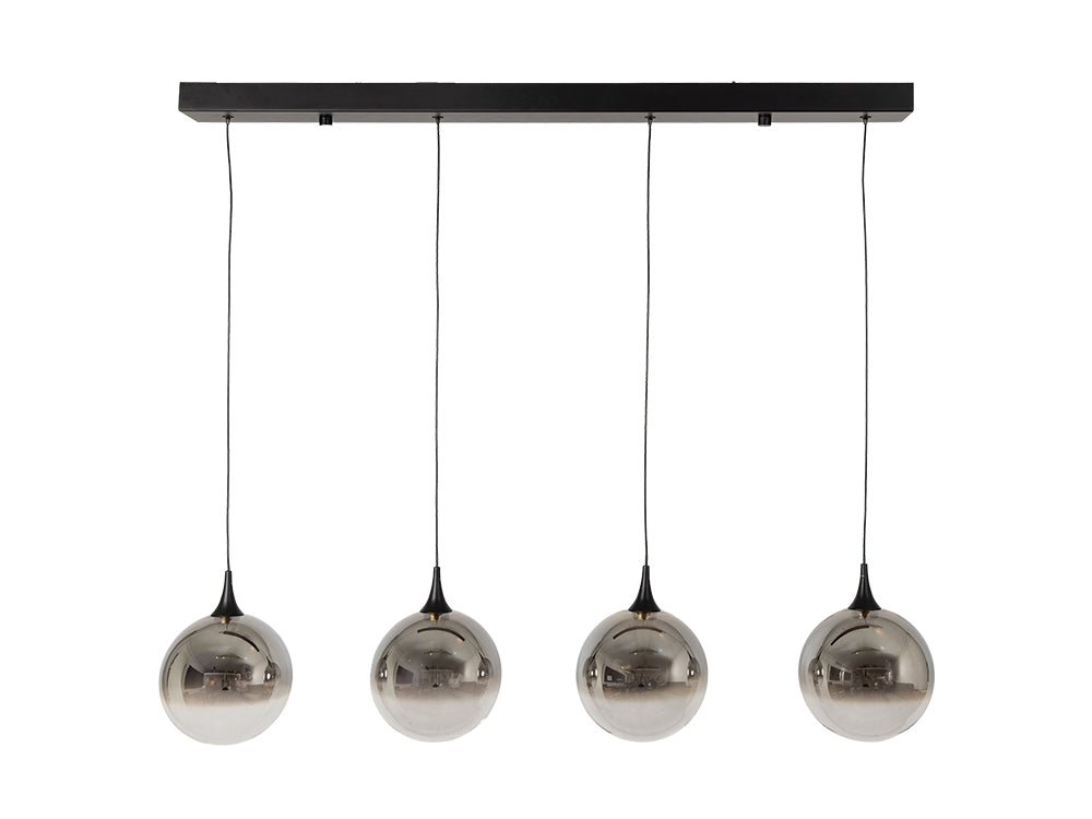 Oaks Lighting - Kadina 4 Light LED Bar Multi Pendant With Smoke Glass Spheres - Luminosity Designs Ltd