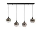 Oaks Lighting - Kadina 4 Light LED Bar Multi Pendant With Smoke Glass Spheres - Luminosity Designs Ltd