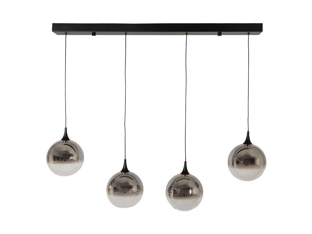 Oaks Lighting - Kadina 4 Light LED Bar Multi Pendant With Smoke Glass Spheres - Luminosity Designs Ltd