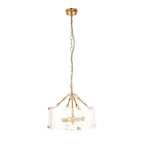 Keller Hand Pulled Artisan Glass Pendant with Aged Brass Framework, 4 light fitting. Full length