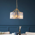 Keller Hand Pulled Artisan Glass Pendant with Aged Brass Framework, 4 light fitting.