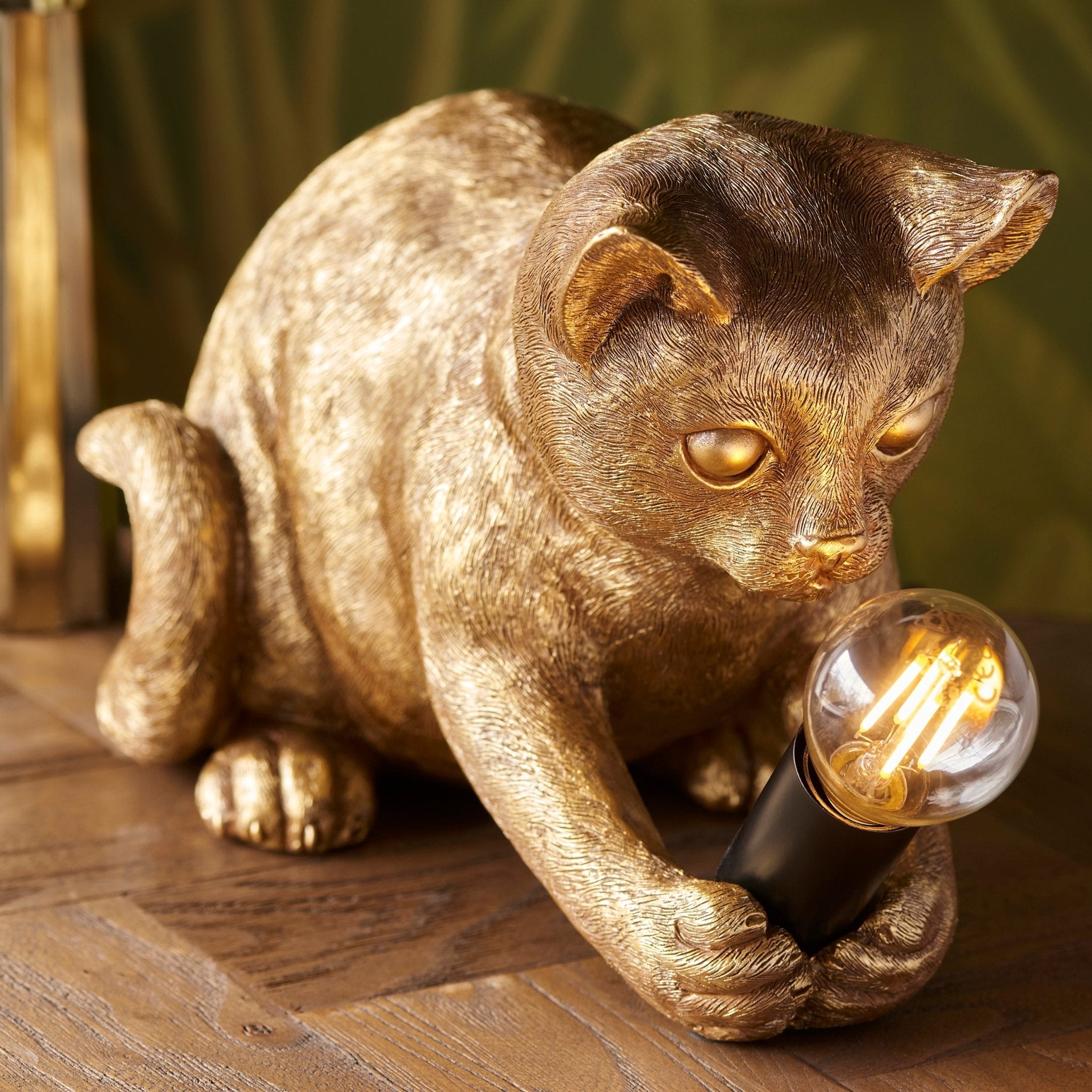 Endon - Kitten Sculpture Table Lamp With Braided Cable and E14 Lamp holder (ENDON 107389 / 107390) - Luminosity Designs Ltd