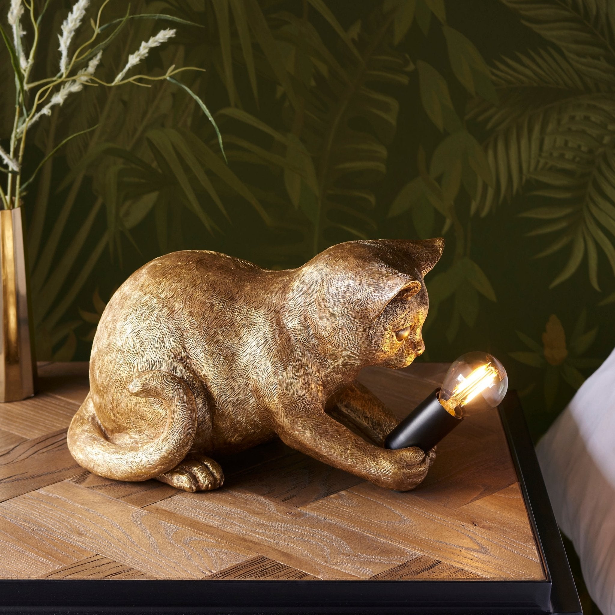 Endon - Kitten Sculpture Table Lamp With Braided Cable and E14 Lamp holder (ENDON 107389 / 107390) - Luminosity Designs Ltd