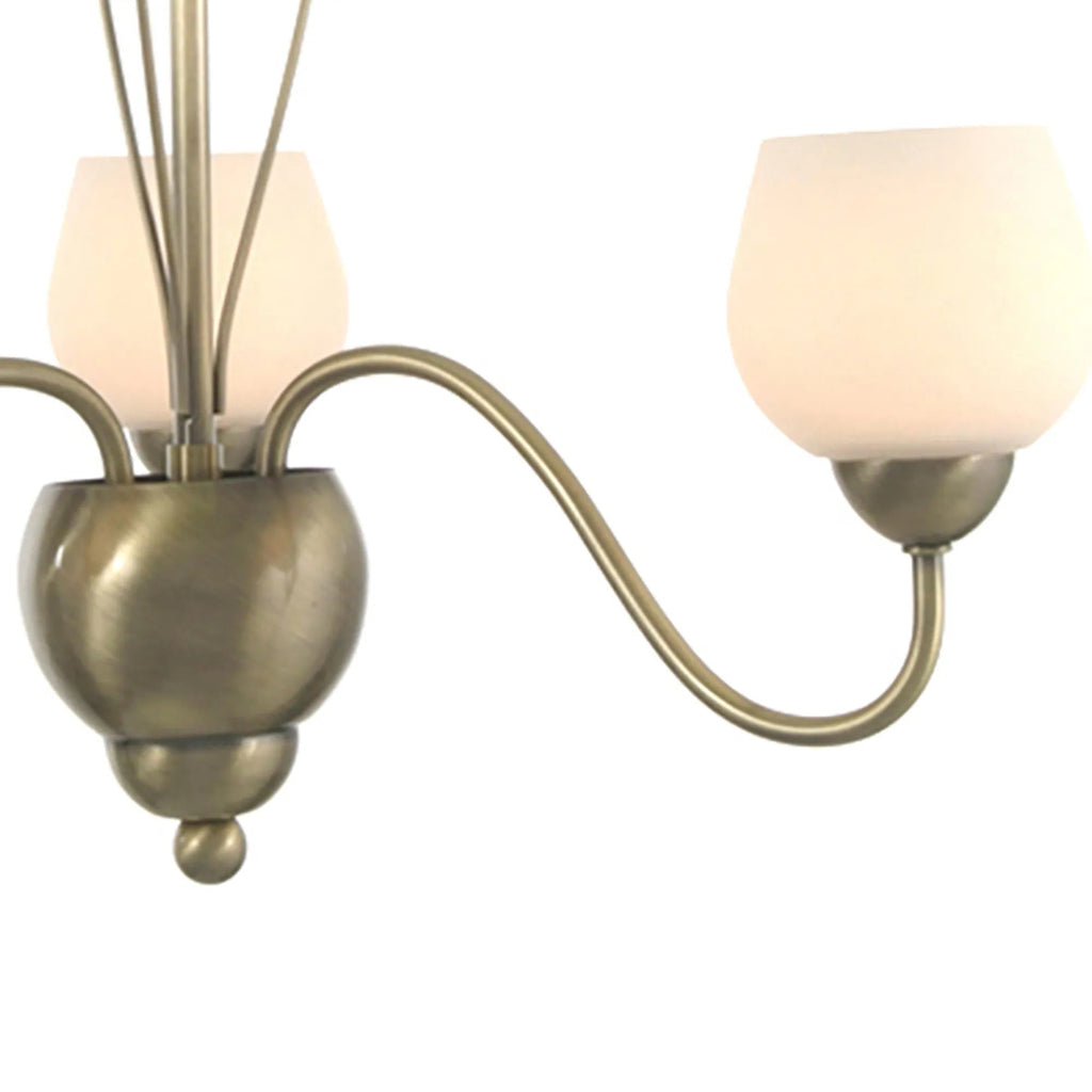 Diyas - Klara Traditional Pendant, 3 Light G9, Antique Brass/Opal Glass (Diyas IL20251) - Luminosity Designs Ltd