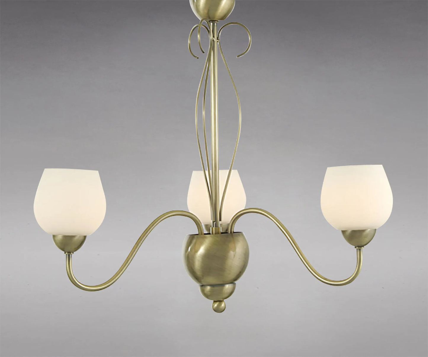 Klara Traditional Pendant, 3 Light G9,  Antique Brass/Opal Glass (Diyas IL20251)