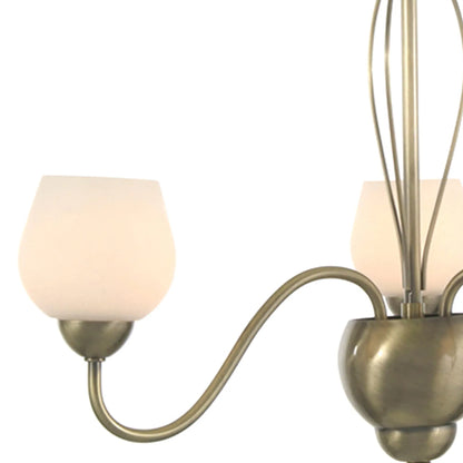 Klara Traditional Pendant, 3 Light G9,  Antique Brass/Opal Glass (Diyas IL20251)