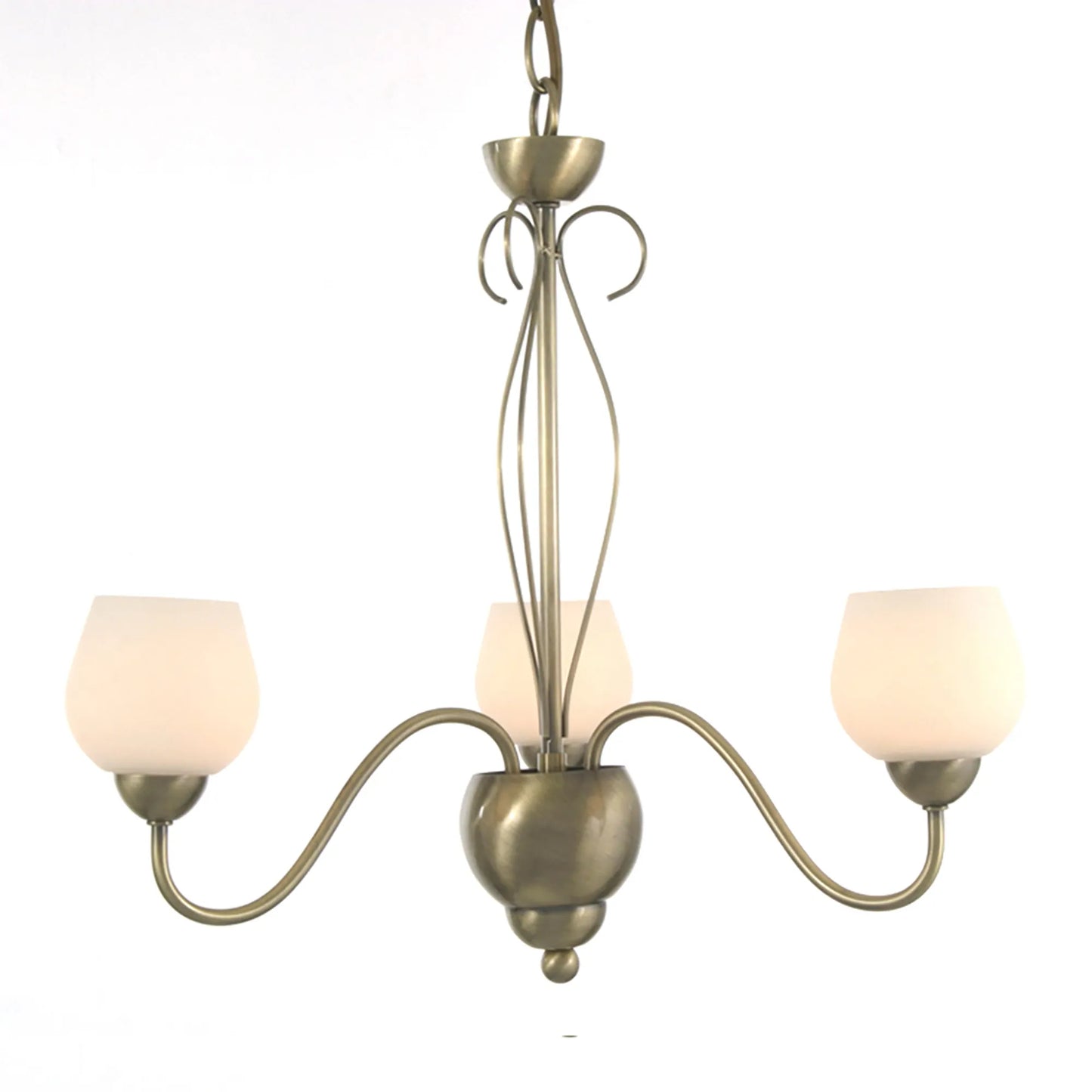 Klara Traditional Pendant, 3 Light G9,  Antique Brass/Opal Glass (Diyas IL20251)