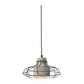 Oaks Lighting - Klos Concrete Pendant with Geometric Wire Frame Cage Shade, 1x E27 (Oaks 1136/1 BK) - Luminosity Designs Ltd