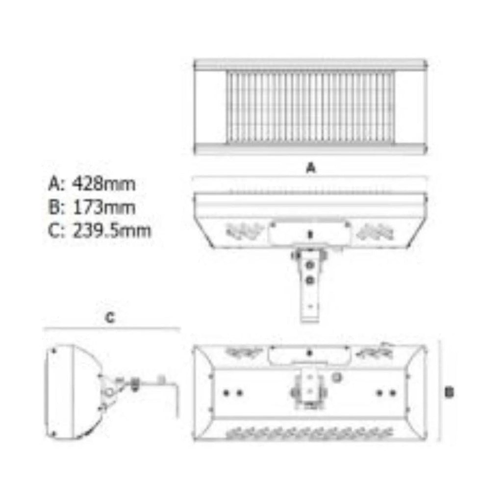 Luminosity Designs Ltd - Knightsbridge OH20MB 230V IP20 1.5kW Shortwave Infrared Heater - Matt Black - Luminosity Designs Ltd