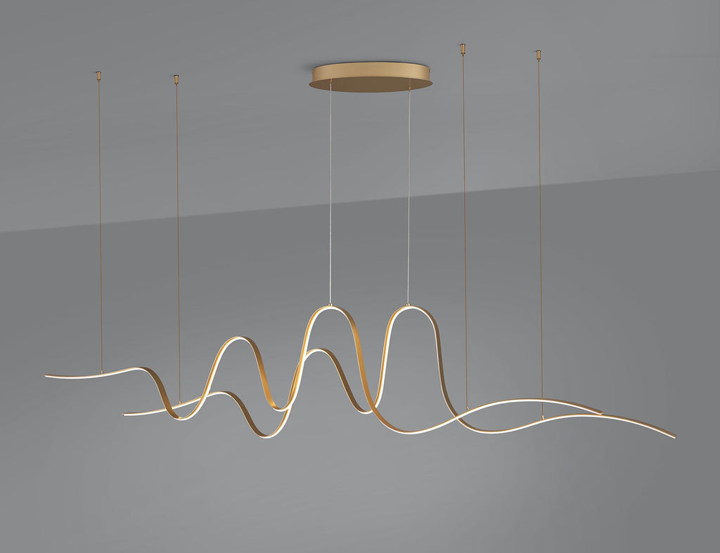 Luminosity Designs - Knot Double Wave Pendant, 1 x 65W LED, Triac Dimmable, 3000K, 3600lm - Luminosity Designs Ltd