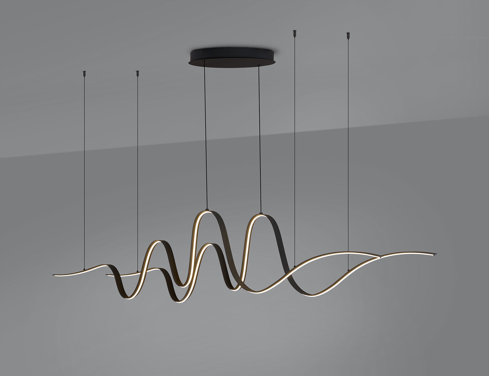 Luminosity Designs - Knot Double Wave Pendant, 1 x 65W LED, Triac Dimmable, 3000K, 3600lm - Luminosity Designs Ltd