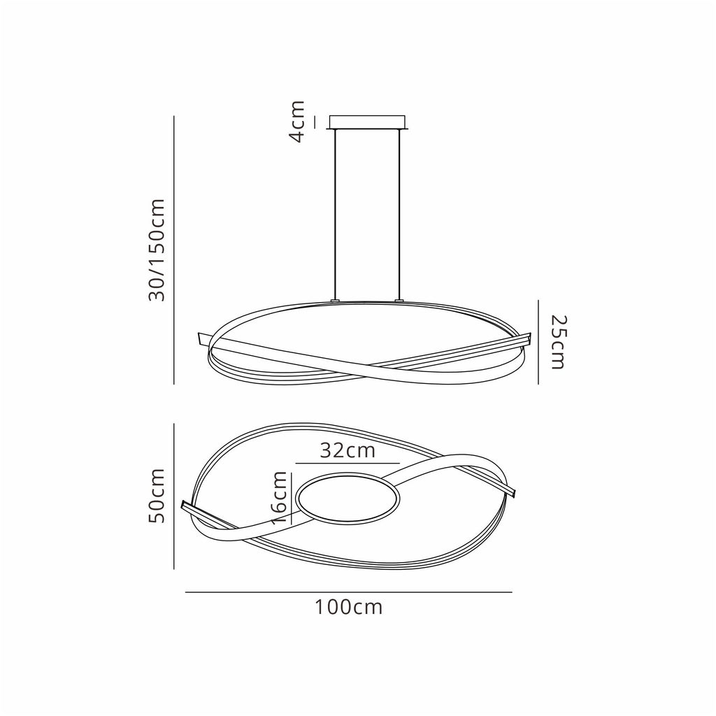 Luminosity Designs - Knot Loop Pendant, 1 x 3W LED, Triac Dimmable, 3000K, 2400lm - Luminosity Designs Ltd