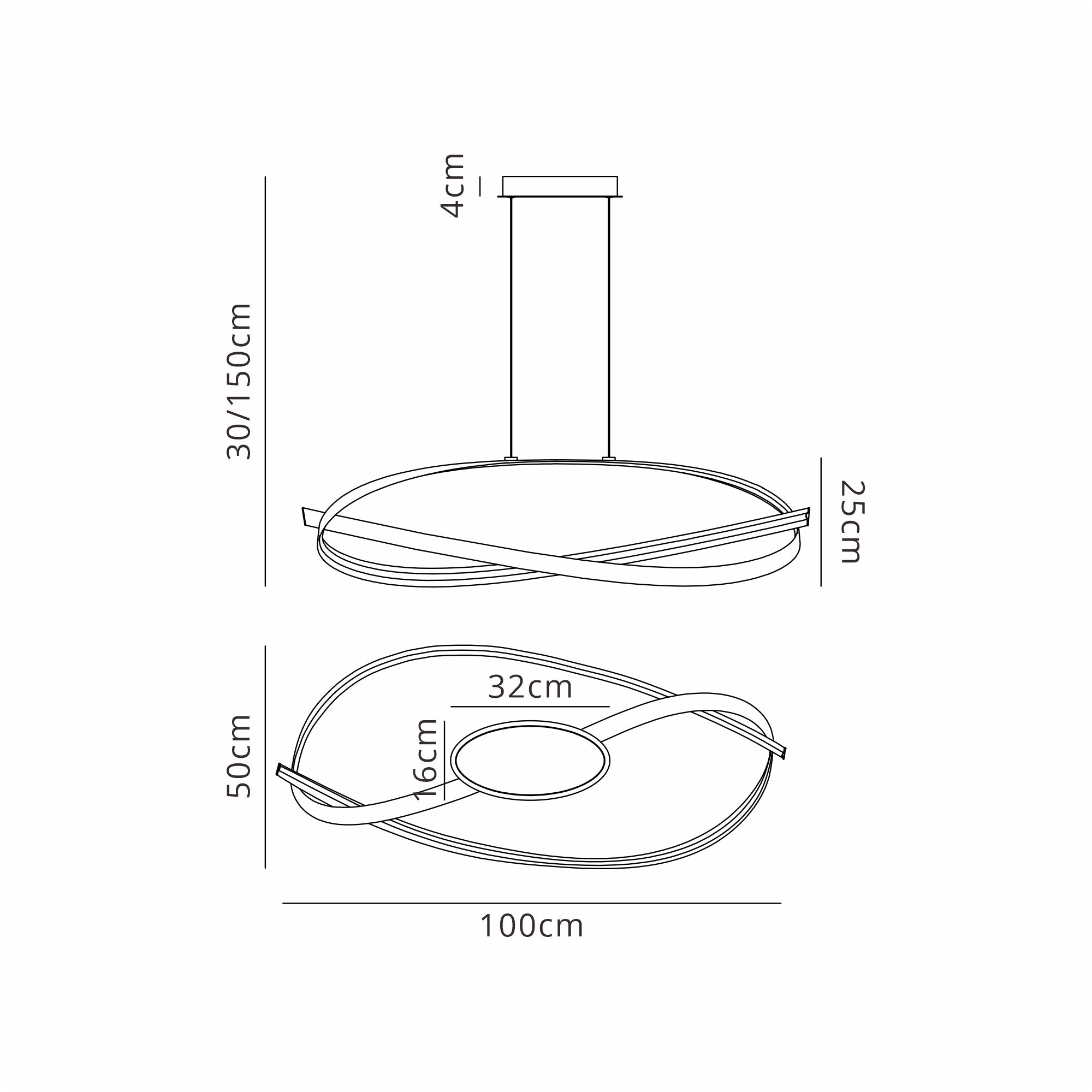 Luminosity Designs - Knot Loop Pendant, 1 x 3W LED, Triac Dimmable, 3000K, 2400lm - Luminosity Designs Ltd