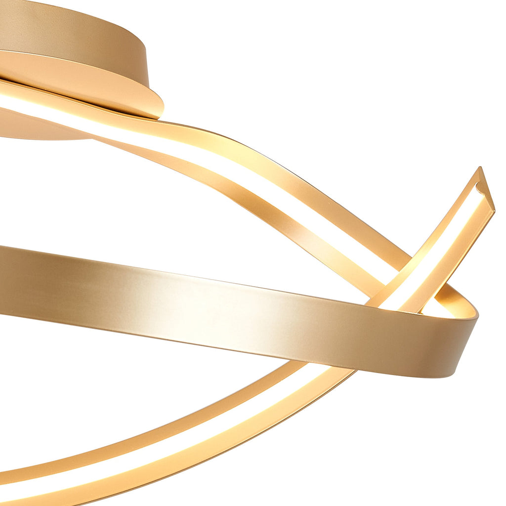 Luminosity Designs - Knot Loop Semi Flush Ceiling Light, 1 x 34W LED, Triac Dimmable, 3000K, 1900lm - Luminosity Designs Ltd