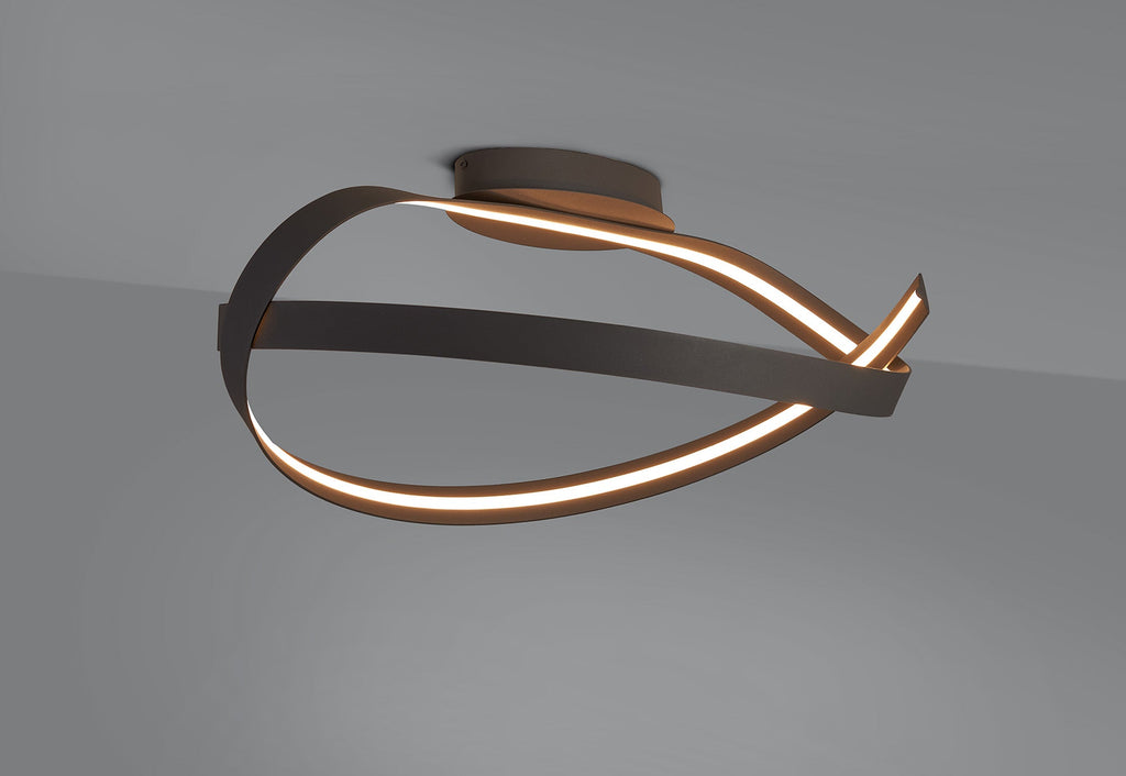 Luminosity Designs - Knot Loop Semi Flush Ceiling Light, 1 x 34W LED, Triac Dimmable, 3000K, 1900lm - Luminosity Designs Ltd