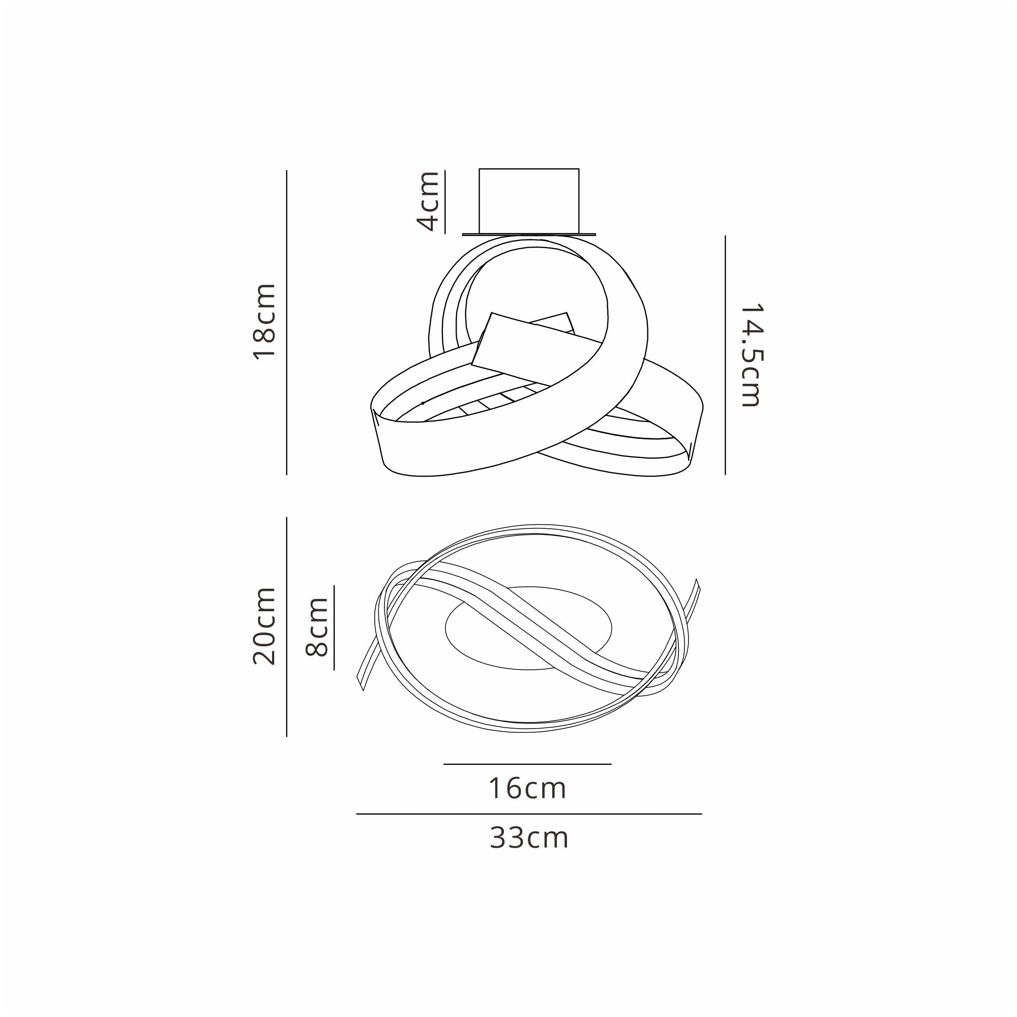 Luminosity Designs - Knot Loop Wall Light, 1 x 13W LED, Triac Dimmable, 3000K, 770lm - Luminosity Designs Ltd