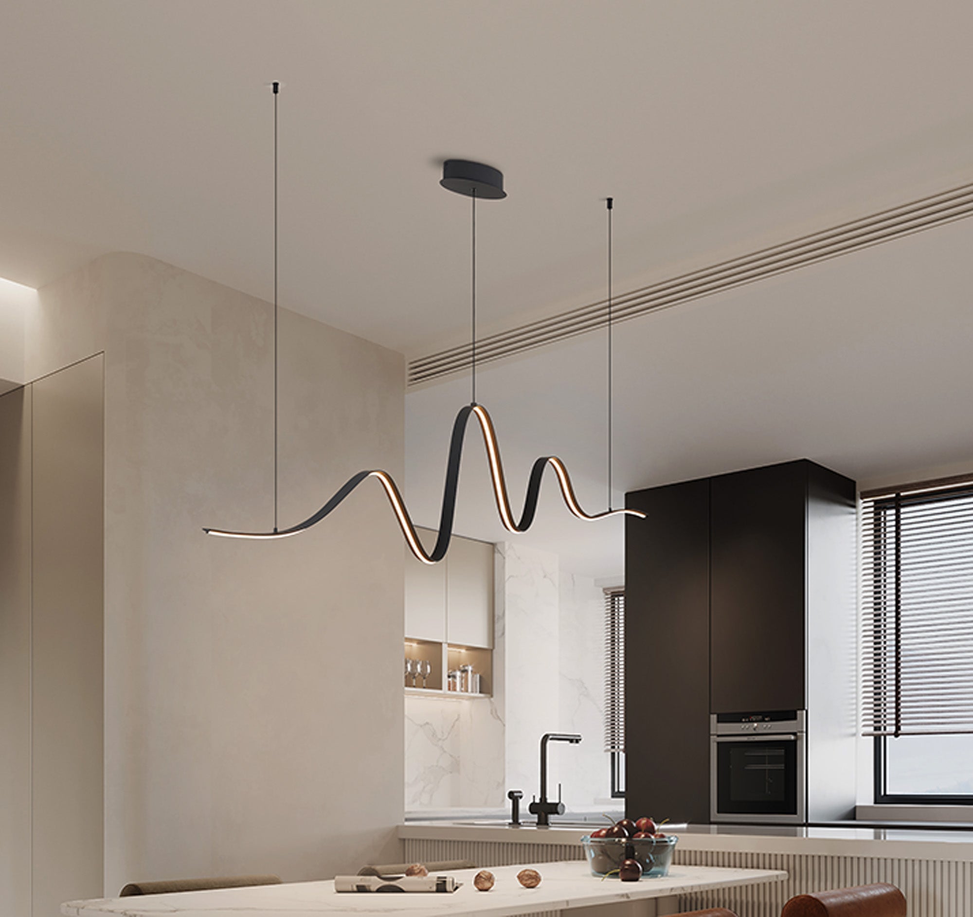 Luminosity Designs - Knot Wave Pendant, 1 x 34W LED, Triac Dimmable, 3000K, 2000lm - Luminosity Designs Ltd