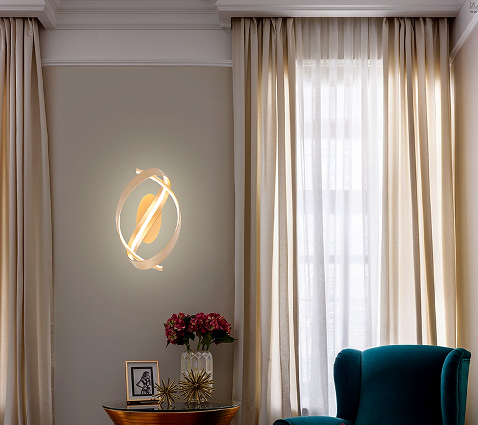 Knot Loop Wall Light, 1 x 13W LED, Triac Dimmable, 3000K, 770lm