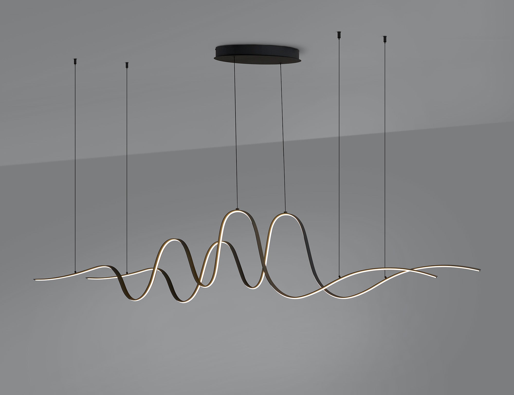 Knot Double Wave Pendant, 1 x 65W LED, Triac Dimmable, 3000K, 3600lm
