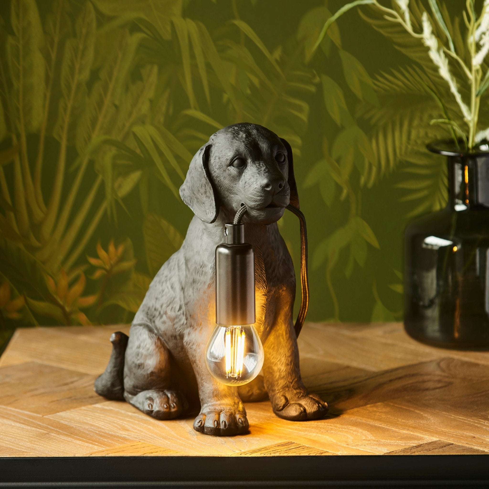 Endon - Labrador Puppy Sculpture Table Lamp With Braided Cable and E14 Lamp holder (ENDON 107364 / 107365) - Luminosity Designs Ltd