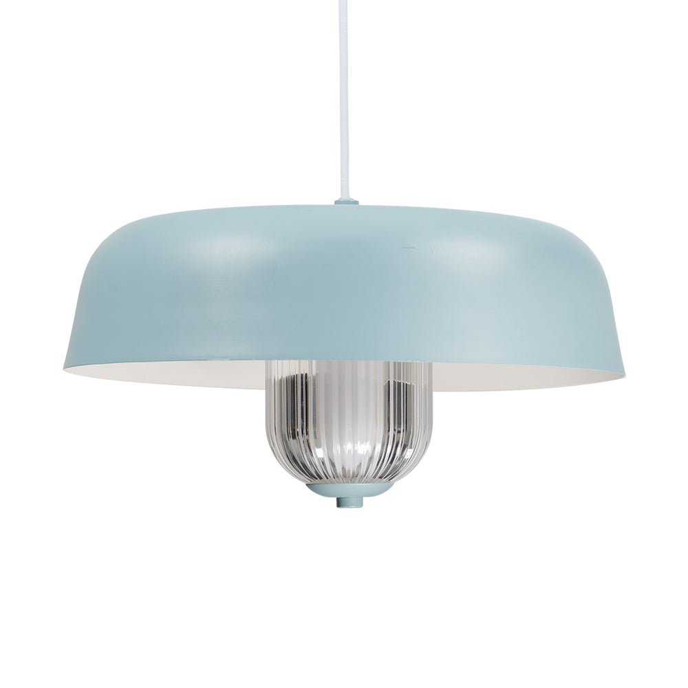 Oaks Lighting - Lalla Large Single Modern Pendant With Metal Curved Framework, Ribbed Prismatic Glass and Integrated LED - Luminosity Designs Ltd