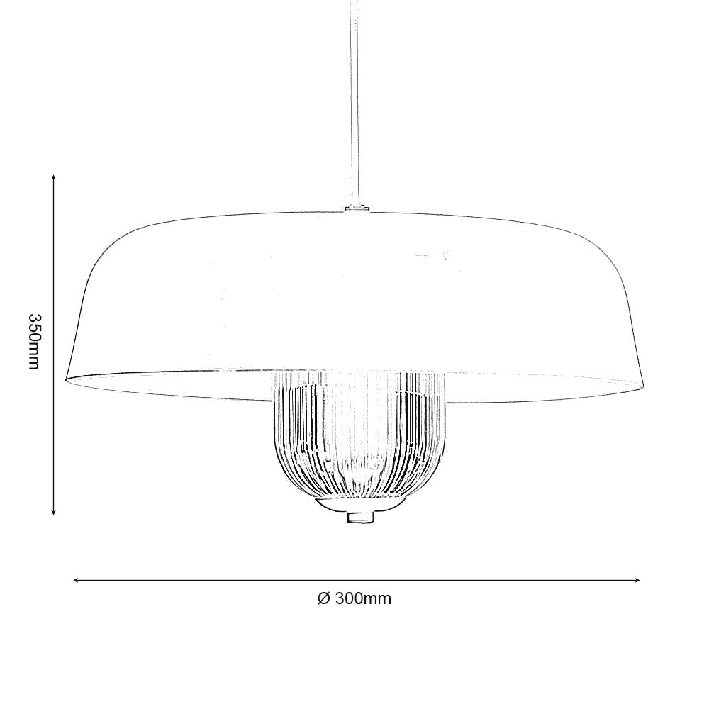 Oaks Lighting - Lalla Large Single Modern Pendant With Metal Curved Framework, Ribbed Prismatic Glass and Integrated LED - Luminosity Designs Ltd
