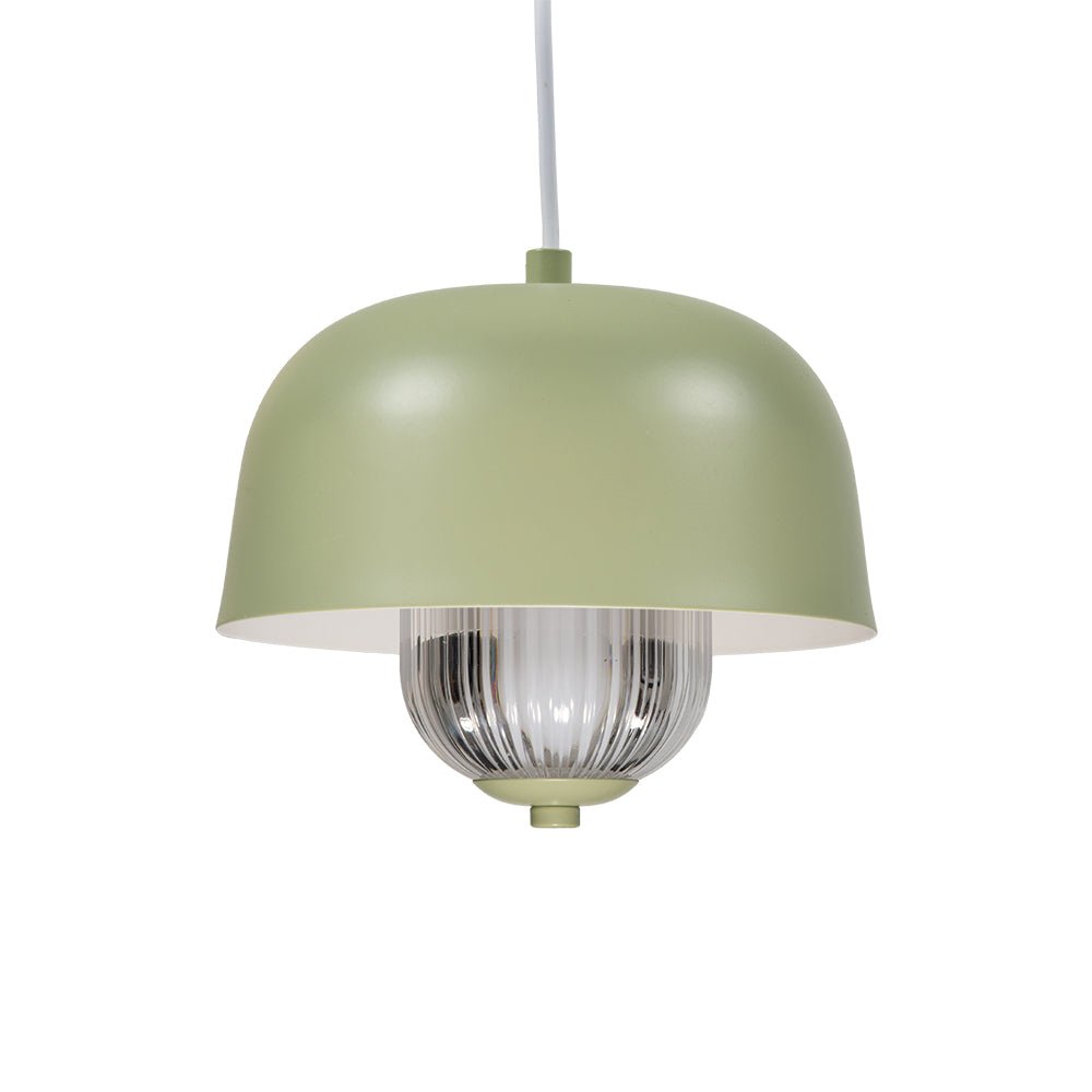 Oaks Lighting - Lalla Small Single Modern Pendant With Metal Curved Framework, Ribbed Prismatic Glass and Integrated LED - Luminosity Designs Ltd