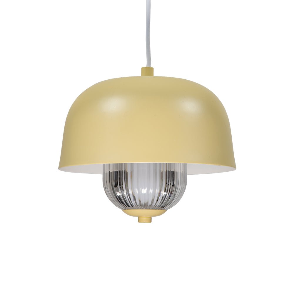 Oaks Lighting - Lalla Small Single Modern Pendant With Metal Curved Framework, Ribbed Prismatic Glass and Integrated LED - Luminosity Designs Ltd