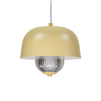 Oaks Lighting - Lalla Small Single Modern Pendant With Metal Curved Framework, Ribbed Prismatic Glass and Integrated LED - Luminosity Designs Ltd