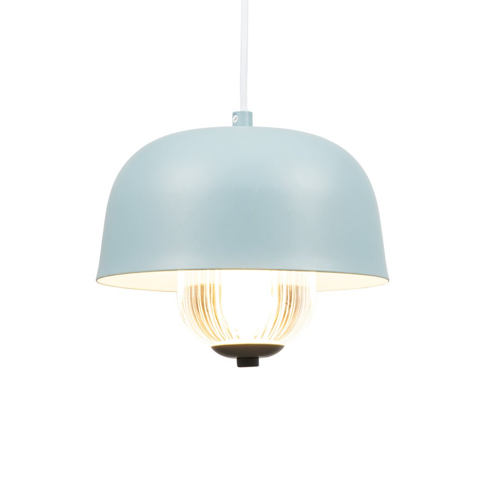 Oaks Lighting - Lalla Small Single Modern Pendant With Metal Curved Framework, Ribbed Prismatic Glass and Integrated LED - Luminosity Designs Ltd