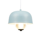 Oaks Lighting - Lalla Small Single Modern Pendant With Metal Curved Framework, Ribbed Prismatic Glass and Integrated LED - Luminosity Designs Ltd