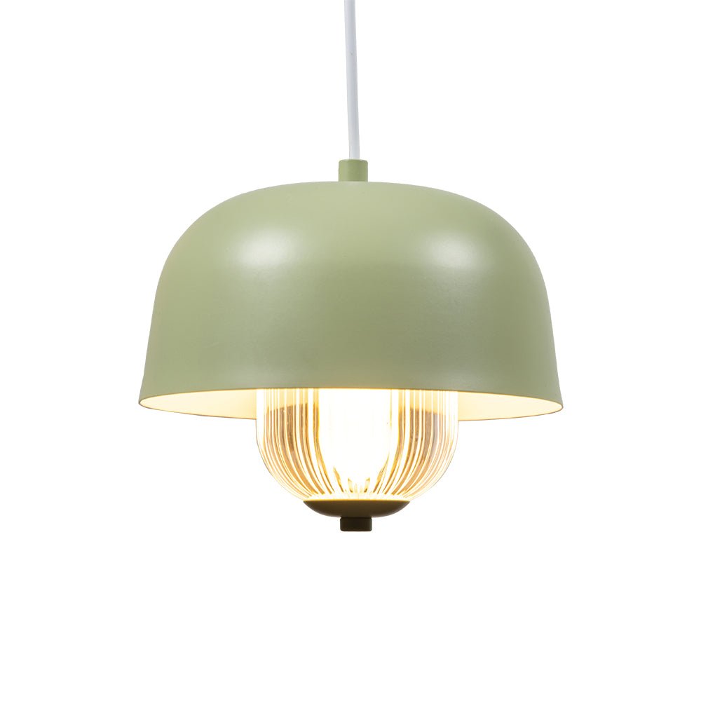 Oaks Lighting - Lalla Small Single Modern Pendant With Metal Curved Framework, Ribbed Prismatic Glass and Integrated LED - Luminosity Designs Ltd