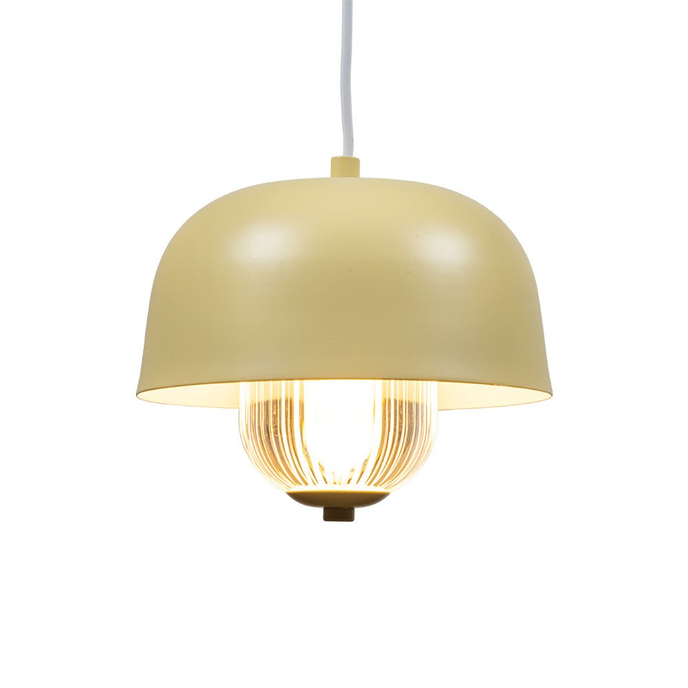 Oaks Lighting - Lalla Small Single Modern Pendant With Metal Curved Framework, Ribbed Prismatic Glass and Integrated LED - Luminosity Designs Ltd