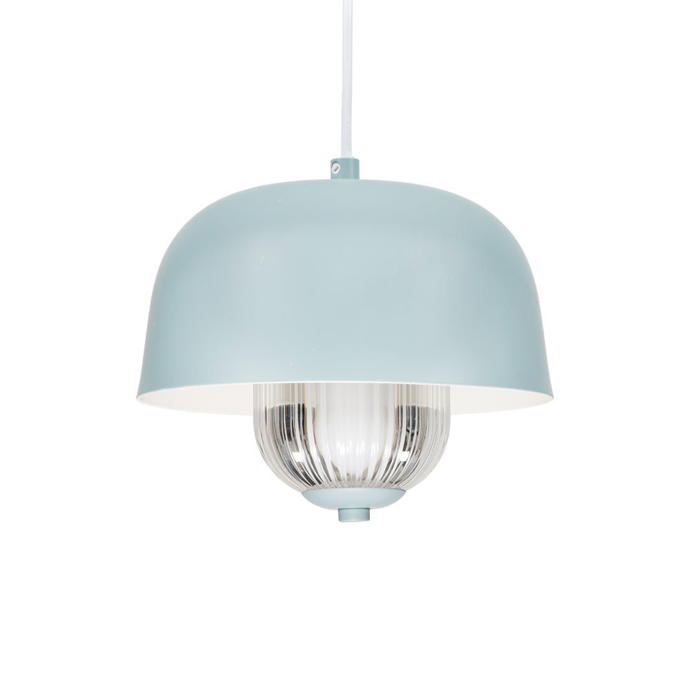 Oaks Lighting - Lalla Small Single Modern Pendant With Metal Curved Framework, Ribbed Prismatic Glass and Integrated LED - Luminosity Designs Ltd