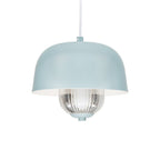 Oaks Lighting - Lalla Small Single Modern Pendant With Metal Curved Framework, Ribbed Prismatic Glass and Integrated LED - Luminosity Designs Ltd