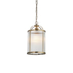 Endon - Lambeth Ceiling Light Pendant Lantern With Antique Brass Framework and Ribbed Glass Panel Shade, 1x E27 - Luminosity Designs Ltd