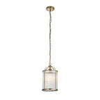 Endon - Lambeth Ceiling Light Pendant Lantern With Antique Brass Framework and Ribbed Glass Panel Shade, 1x E27 - Luminosity Designs Ltd