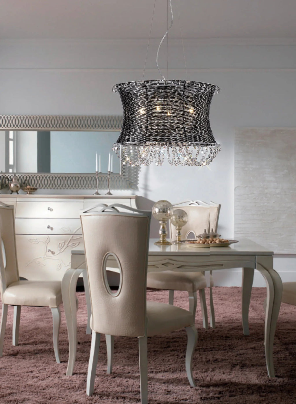 Diyas - Lanzo Pendant 4 Light E14 Black Chrome/Crystal (Diyas IL31121) - Luminosity Designs Ltd