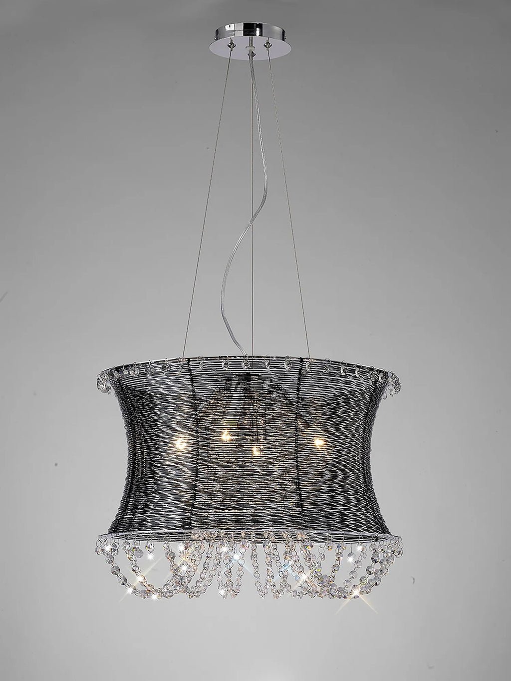 Diyas - Lanzo Pendant Round 4 Light E14 Black Chrome/Crystal (Diyas IL31120) - Luminosity Designs Ltd
