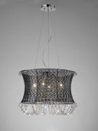 Diyas - Lanzo Pendant Round 4 Light E14 Black Chrome/Crystal (Diyas IL31120) - Luminosity Designs Ltd