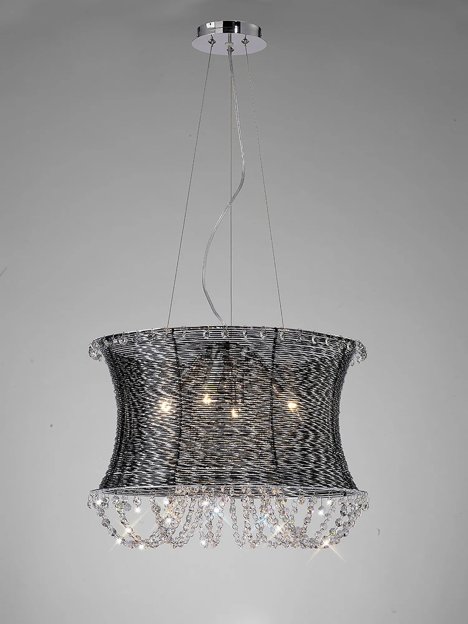 Diyas - Lanzo Pendant Round 4 Light E14 Black Chrome/Crystal (Diyas IL31120) - Luminosity Designs Ltd