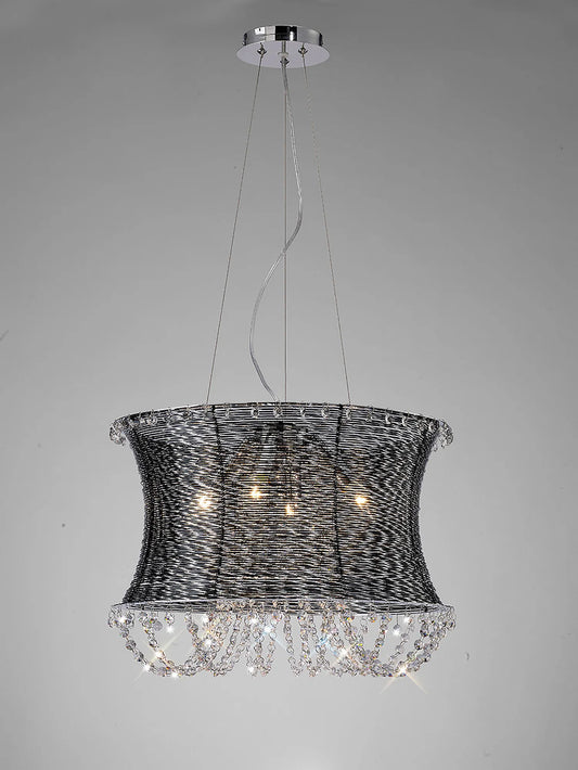 Lanzo Pendant Round 4 Light E14 Black Chrome/Crystal  (Diyas IL31120)