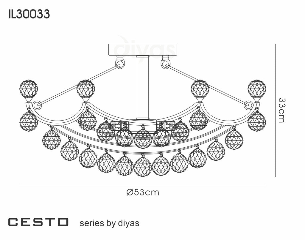 Diyas - Large Cesto Semi Flush Ceiling Light - Luminosity Designs Ltd