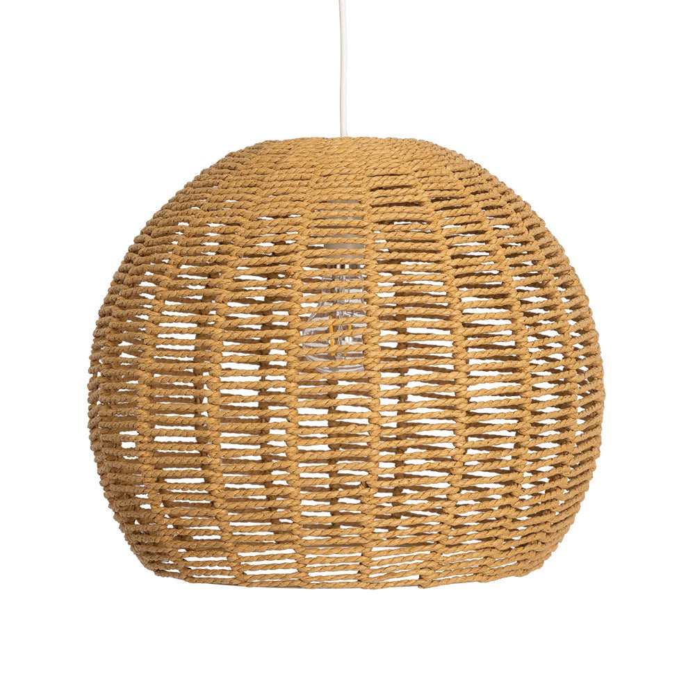 Oaks Lighting - Large Clinton Natural Paper String Eco Friendly Easy Fit Pendant Shade - Luminosity Designs Ltd