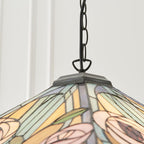 Large Tiffany Willow Pendant in Tiffany Glass & Dark Bronze Finish With Highlights (64384) - Luminosity Designs Ltd