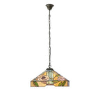 Large Tiffany Willow Pendant in Tiffany Glass & Dark Bronze Finish With Highlights (64384) - Luminosity Designs Ltd