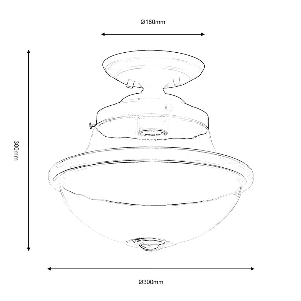 Oaks Lighting - Lars Antique Style Flush Fitting with Lantern Glass - Luminosity Designs Ltd