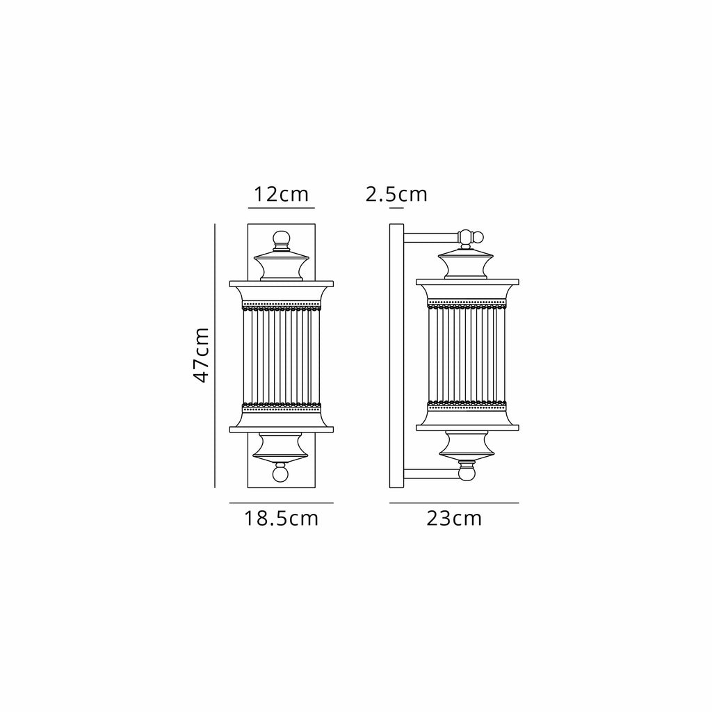 Fuller Traditional Wall Lamp, 1 x E27, IP54, Oil Rubbed Brass (Bronze) /Lined Glass