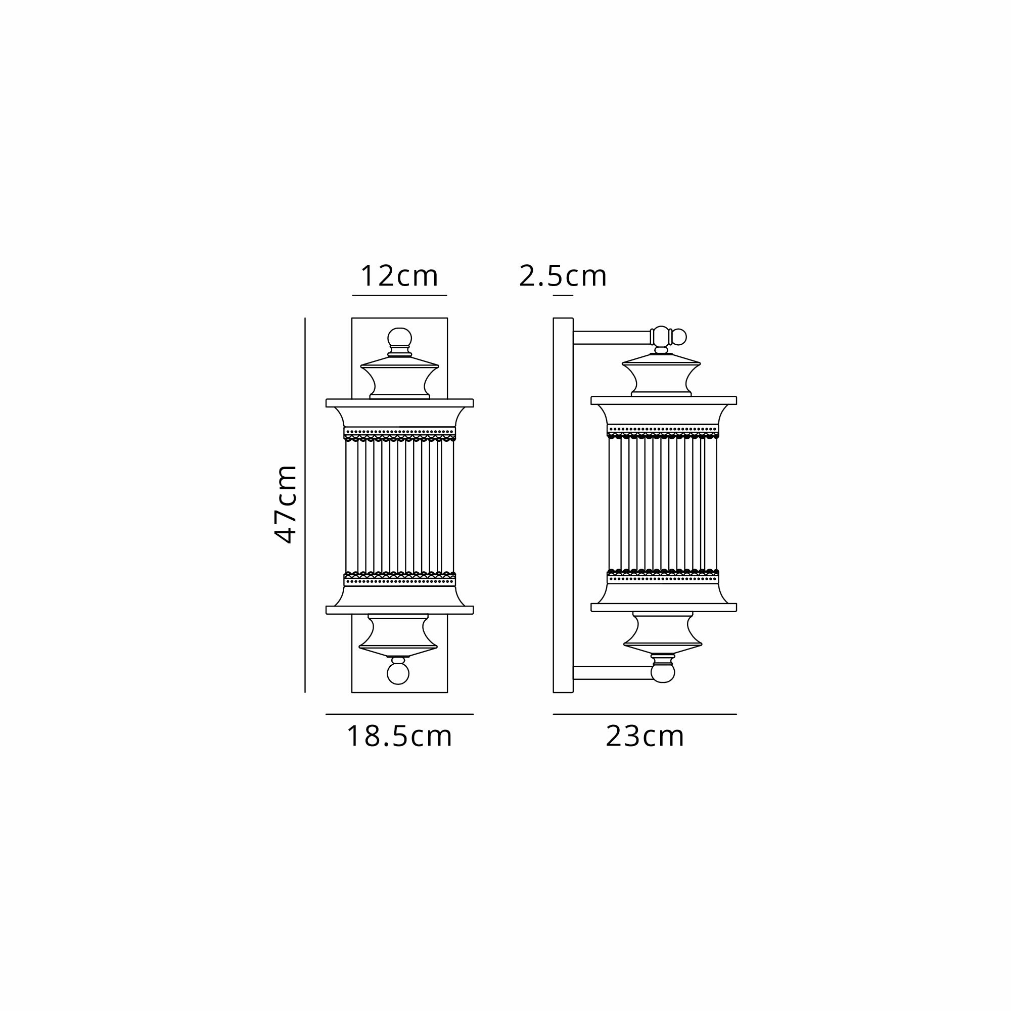Fuller Traditional Wall Lamp, 1 x E27, IP54, Oil Rubbed Brass (Bronze) /Lined Glass