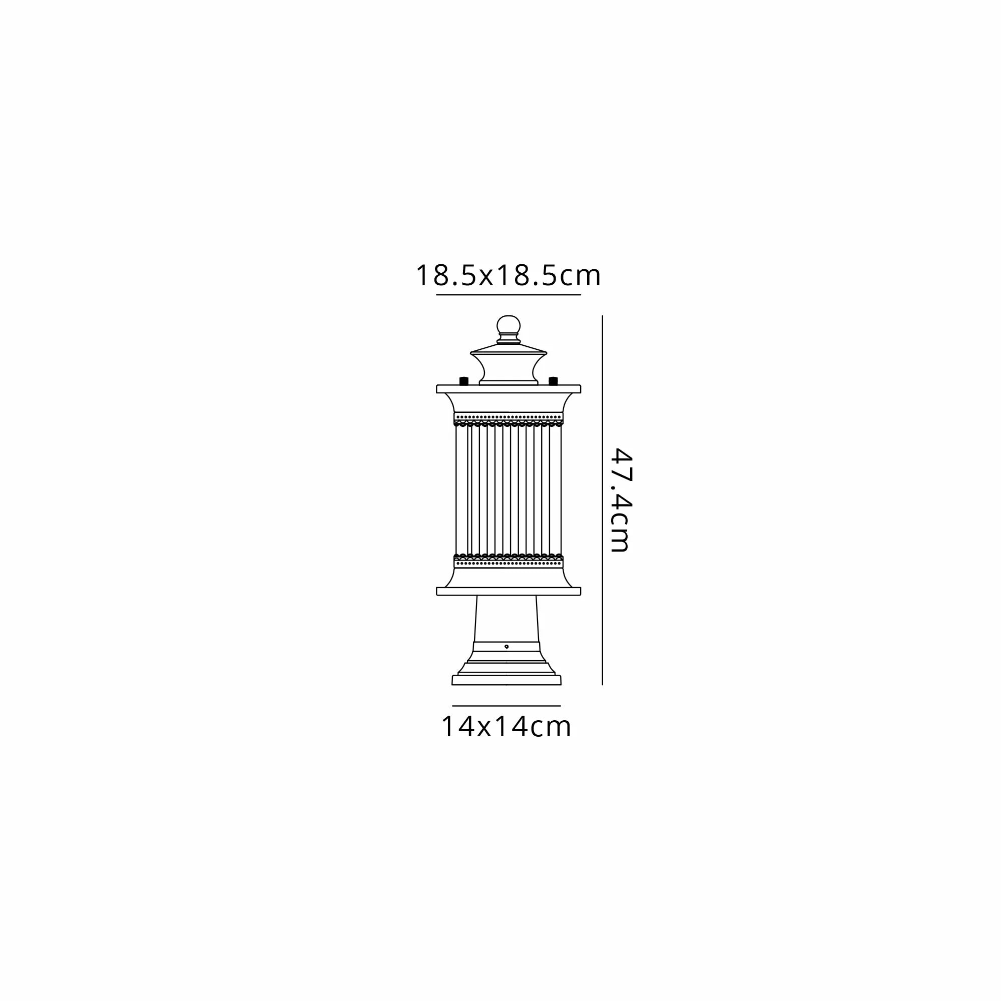 Fuller Traditional Pedestal / Post Lamp, 1 x E27, IP54, Oil Rubbed Brass (Bronze) /Lined Glass